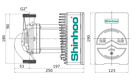 Циркуляционный насос для отопления Shinhoo MEGA+ 32-12 1x230V, 10.5 м³/ч, напор 12.5 м